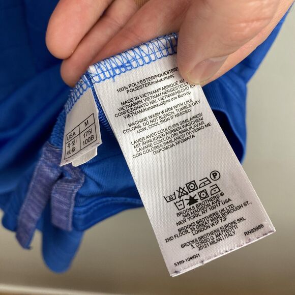 Brooks Brothers Polo Shirt Mens Medium Blue Performance 1818 Stretch Golf Casual - Picture 4 of 10